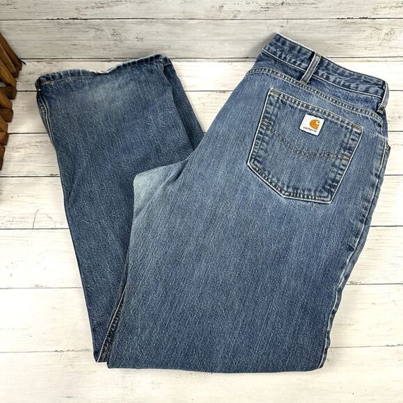 Carhartt Jeans Size 18x32 Blue Relaxed Fit Faded Denim WB100‎ VIO (37x31.5) - Picture 1 of 14